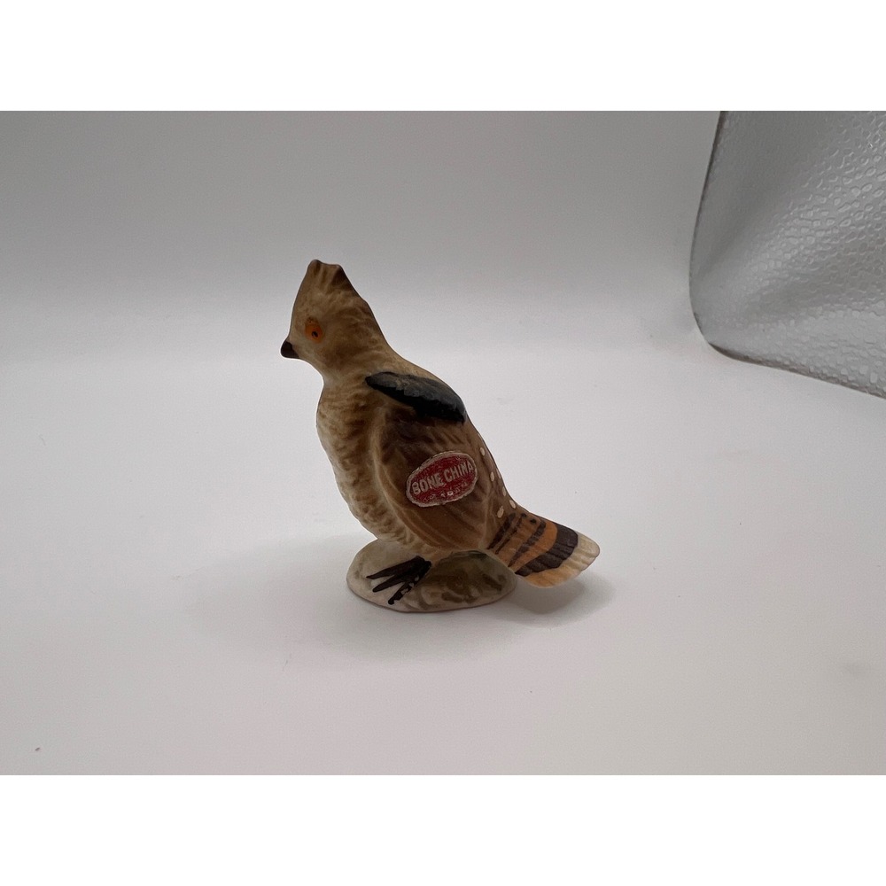 Vintage Miniature Bone China Japan Waxwing Bird Figurine Trinket Shelf Animals